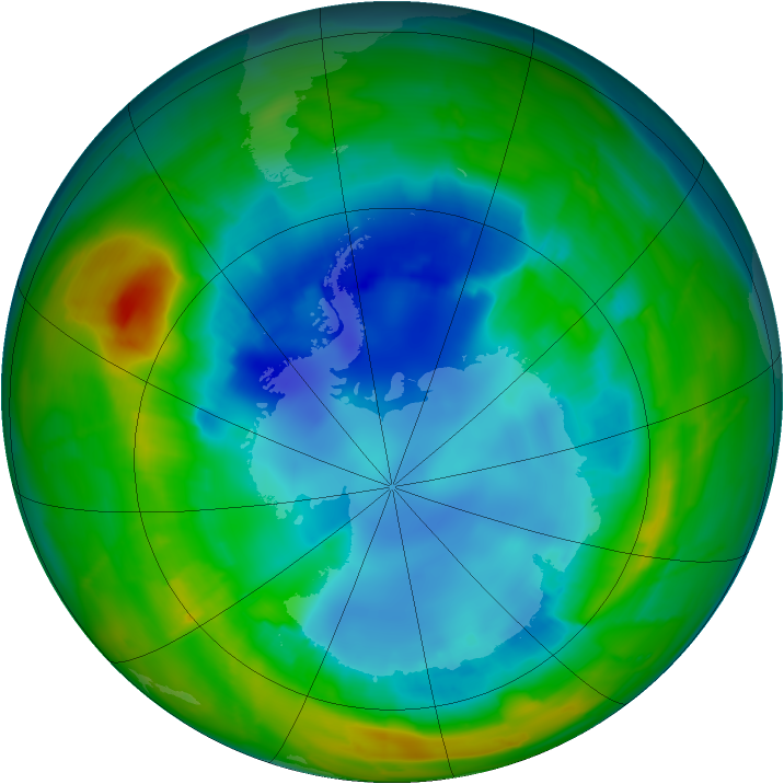 Antarctic ozone map for 18 August 2010